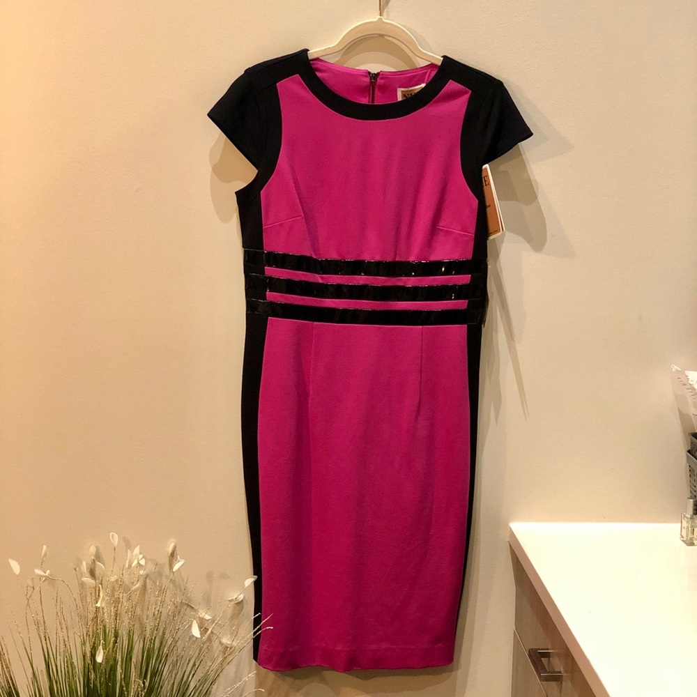 NWT Nue by Shani black and pink colorblock dress 8